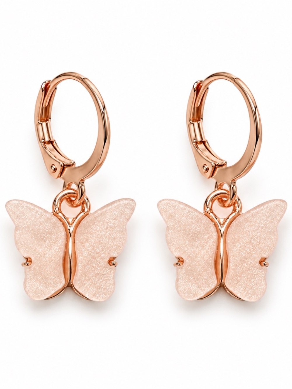 Rose-Gold-Tone Blush Butterfly Drop Earrings